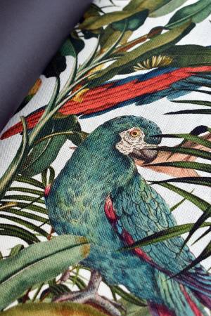 Ύφασμα λινό τροπικό με παπαγάλους parrots of brasil