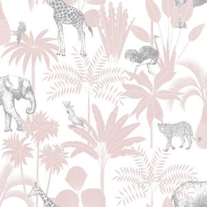 Tαπετσαρία παιδική tropical ζώα λιλά-γκρί.976-3-ICH