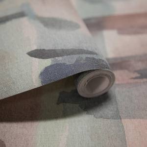Ταπετσαρία οικολογική με παραστάση πορτοκαλί-μώβ-γαλάζιο